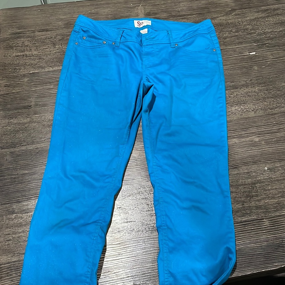 Sparkly blue, stretch jeans